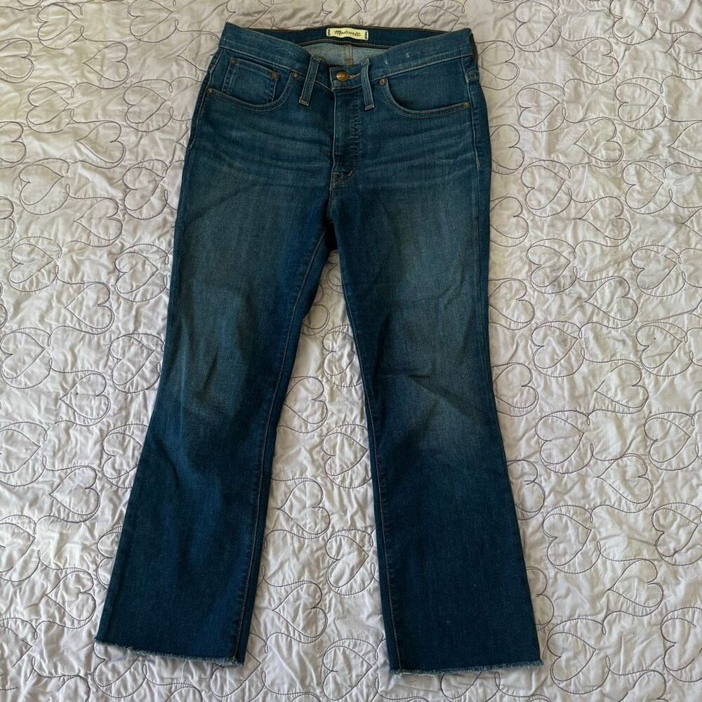 Madewell Cali Demi-Boot Cropped Flare Jean | Dark Wash Raw Hem | Size 27P